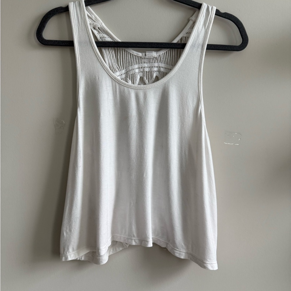Garage White Backless Tank Top